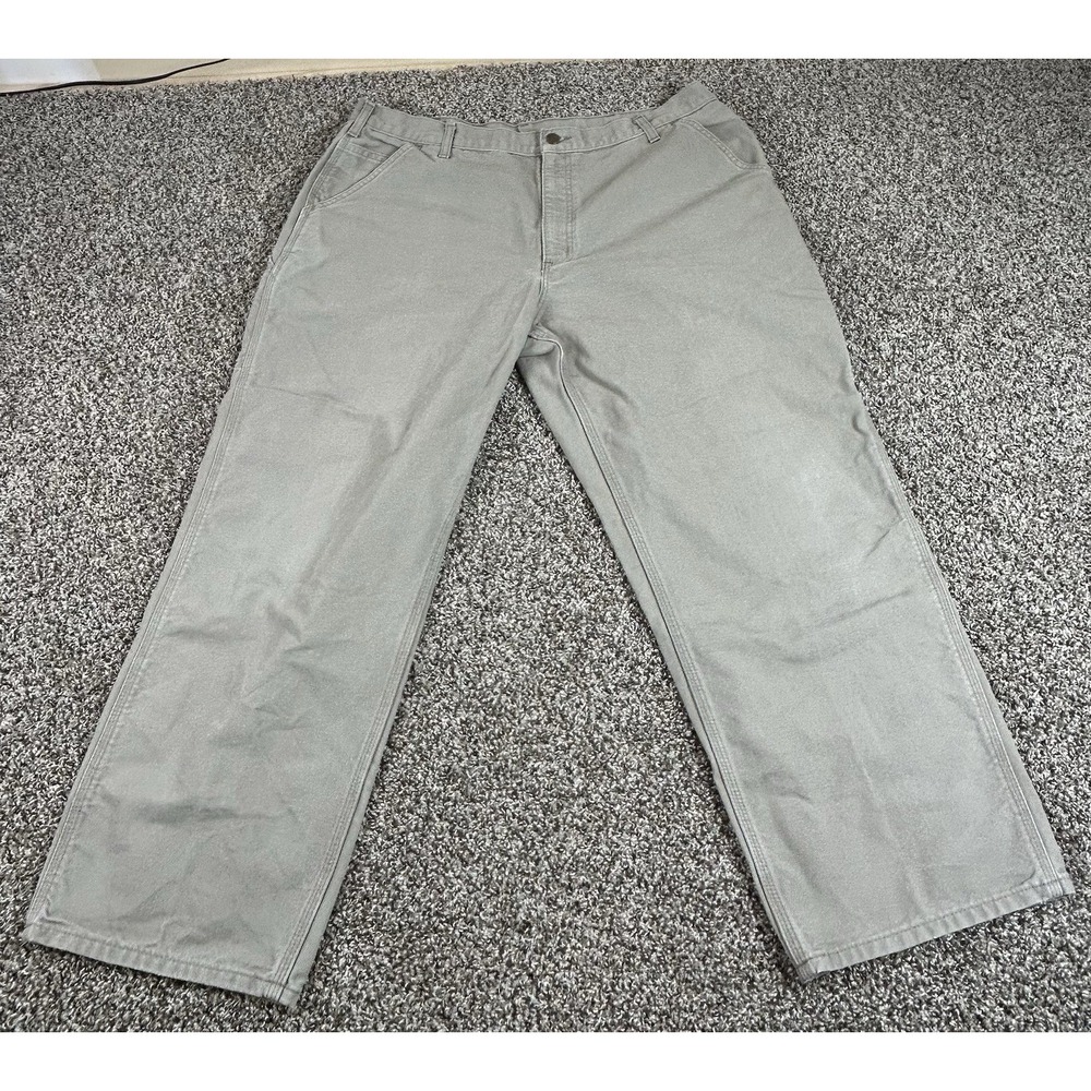 Carhartt Dungaree Fit Carpenter Pants 40 X 30‎ Tan Khaki 100% Cotton B11 DES